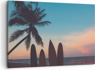 Produktbild von Bild auf Leinwand - Leinwandbild - Strand Meer Palme - 120x80cm - Wand Bild - Wanddeko - Wandbilder - Leinwanddruck - Bilder - Kunstdruck - Wanddekoration - Leinwand bilder - Wandkunst - AA120x80-4080