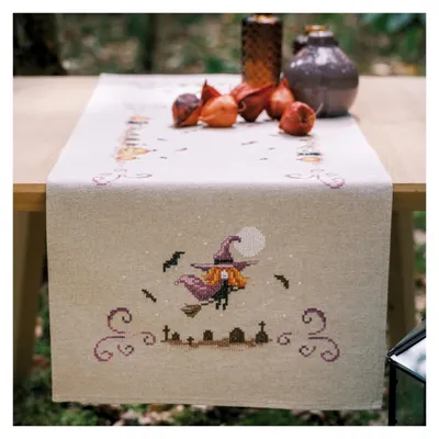 Kreuzstich-Set Tischläufer Halloween 35x95 cm Komplettpaket
