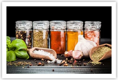 Produktbild von Poster - Poster ohne Rahmen - Gewürze Knoblauch Holz Salz - 91,5x61 cm - Wand Bild - Wanddeko - Wandbilder - Kunstposter - Wandposter - Bilder - Kunstdruck - Wanddekoration - Wandbild P2XAA91x61-2896