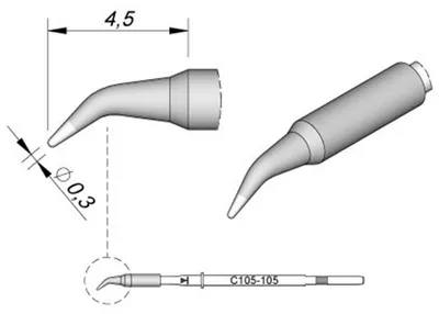 Obrázek produktu pro JBC C115105 Lötspitze Rundform gebogen Spitzen-Groesse 0.3 mm Inhalt 1 St.