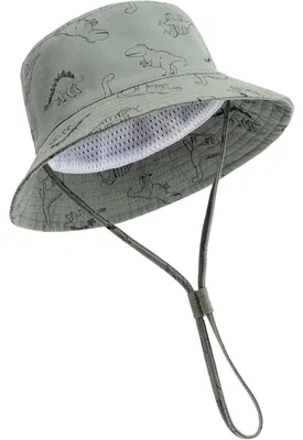 Produktbild von Baby Kleinkind Sonnenhut Fischerhut UV Schutz UPF 50+ Green Dinosaur 2-4 Jahre Baumwolle
