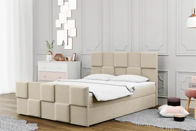 Produktbild von Boxspringbett Schlafzimmerbett MURILO 140x200cm in Stoff Monolith Creme