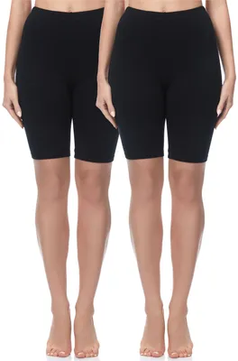 Produktbild von Merry Style Damen Kurze Leggings aus Baumwolle 2 Pack MS10-200 (Schwarz/Schwarz(2Pack), M)