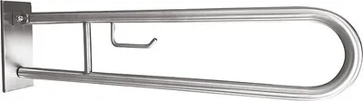 Produktbild von BELP Stützklappgriff in U-Form mit Toilettenpapierhalter Edelstahl gebürstet mit Abdeckung 100x250x866 mm, 120 kg Traglast für Bad & WC >> zum Bohren