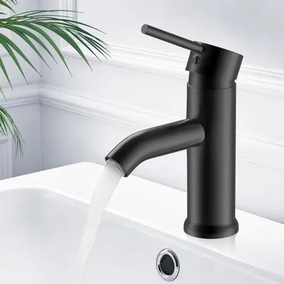 Immagine prodotto di Miscelatore per lavabo, acciaio inossidabile nero, per acqua fredda/calda, attacco G3/8, con 2 tubi da 60 cm