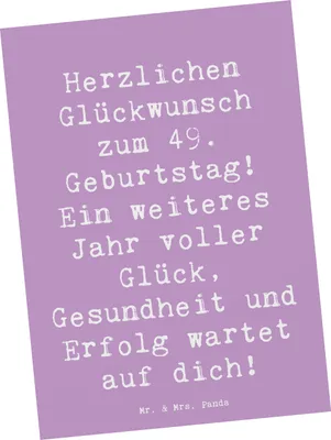 Produktbild von Mr. & Mrs. Panda Postkarte Spruch 49. Geburtstag - Lavendeltraum - Geschenk, Geburtstagsgeschenk, Happy Birthday, einzelkarte, Ansichtskarten, unvergesslich, Erfolg