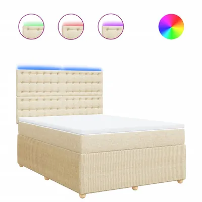 Produktbild von Boxspringbett mit Matratze Creme 140x190 cm Stoff
