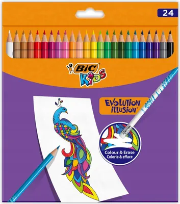 Image de BIC KIDS Crayon de couleur EVOLUTION ILLUSION effaçable étui de 24 pièces