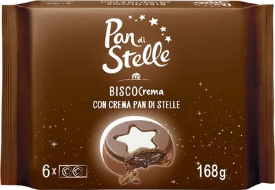 Produktbild von Mulino Bianco Pan di stelle Biscocrema kekse mit sahne Italien biscuits cookies 168g
