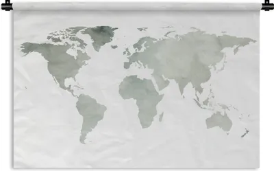 Produktbild von MuchoWow® Wandteppich Wandbehang Weltkarte - Grau - Aquarell 120x80 cm Tapisserie Dekoration Wandtuch - Wanddekorationen - Wandtücher
