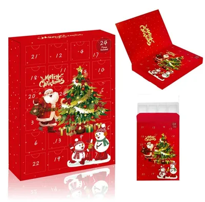 Produktbild von Adventskalender zum Selbst Befüllen 24 Schachteln Rot Geschenkboxen Weihnachten Kinder Erwachsene