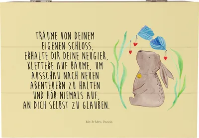 Produktbild von Mr. & Mrs. Panda Box Hase Blume 22 x 15 cm - Gelb Pastell - Geschenk, Kindergeburtstag, Kiste, Geburtstag, fotobox, Ostern, Truhe, Taufe, Schwangerschaft, Geschenkbox