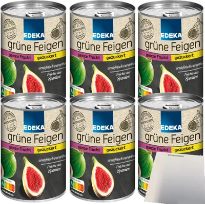 Produktbild von Edeka Grüne Feigen ganze Frucht gezuckert 6er Pack (6x415g Dose) + usy Block