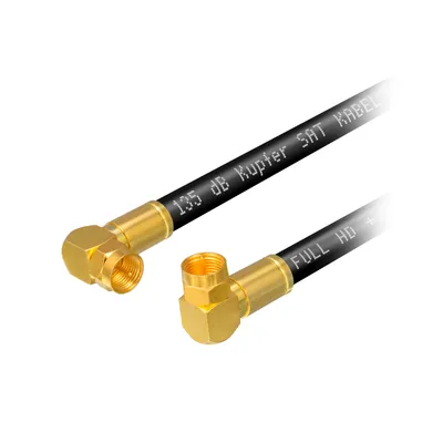 Produktbild von 3m Sat Kabel CU 135dB mit 2 x Winkel-Kompressionssteckern SCHWARZ