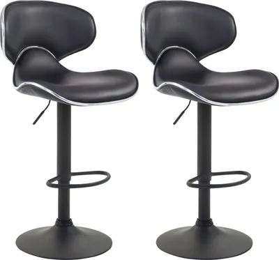 Produktbild von CLP 2er Set Barhocker Las Vegas V2 Kunstleder mit Fußstütze schwarz Gestell Farbe schwarz