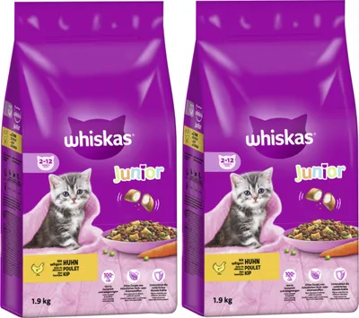 Produktbild von WHISKAS® Beutel Trocken Junior mit Huhn 2 x 1,9kg