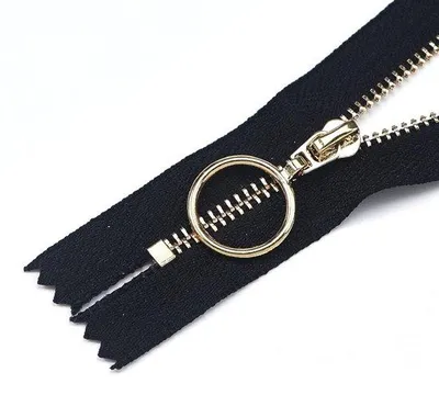 Produktbild von Sechsfach-Metall-Nylon-Verschluss, 38 mm breit, für Jacken, Taschen, Sweatshirt-Zöpfe, Schwarz, Länge 18 cm