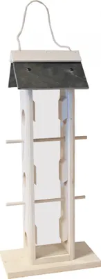 Produktbild von Robustes Vogelsilo Futterstation für Wildvögel, weiß/schiefer, mit 6 Futteröffnungen