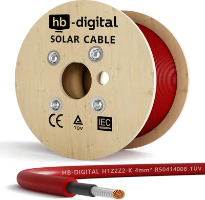 Produktbild von 500m Solarkabel H1Z2Z2-K 4 mm² Photovoltaik Kabel für PV Anlagen rot