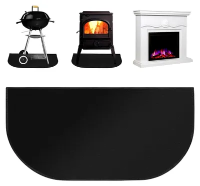 Produktbild von Feuerfeste Kaminmatte, 102x50cm, Funkenschutzplatte und Bodenschutzmatte für Kamine, Schwarz