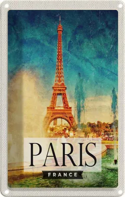Produktbild von vianmo Blechschild 18x12 cm Paris Frankreich Eiffelturm Kunst Abenteuer Reisen Urlaub