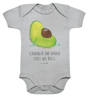 Produktbild von Mr. & Mrs. Panda babykleidung body Avocado Schwangerschaft 3. - 6. Monat - Heather Grey - Geschenk, Strampler Baby, Babybody, Liebe, Geburt, Babystrampler, Einteiler