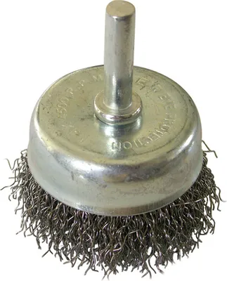 Image de brosse boisseau en fil d'acier 50 mm tige cylindrique pour perceuse