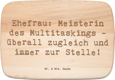 Produktbild von Mr. & Mrs. Panda Frühstücksbrett Spruch Ehefrau Meisterin - Transparent - Geschenk, Geschenke, Frühstücksbrettchen, Holzbrett, massivholzbrett, einzigartige Designs, für