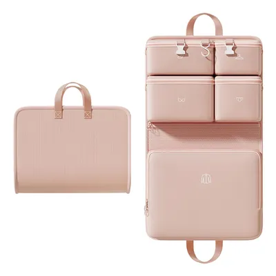 Produktbild von Faltbarer Organizer zum Aufhängen für Reisen, 6-in-1 Kofferorganizer, Rosa