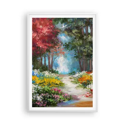 Produktbild von Gerahmtes Poster - Weißer Rahmen - Impressionismus Natur Wald - 70x100 cm - Wand Bild - Wanddeko - Wandbilder - Wandposter - Bilderrahmen - Bilder - Kunstdruck - Wandbild - P2WPA70x100-4271