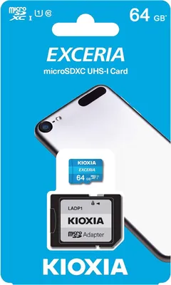 Produktbild von Kioxia Exceria, 64 GB, MicroSDXC, Klasse 10, UHS-I, 100 MB/s, Class 1 (U1)