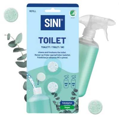 Produktbild von SINI Tabletten Refill WC - 2-p - Toilettenreiniger Tabs, Tabs gegen Kalk & Ablagerungen mit Eukalyptusduft, Biologisch abbaubar, vegan & umwelt (Nordic Swan)