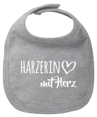 Produktbild von Huuraa Baby Lätzchen Harzerin mit Herz Heather Grey Klettverschluss  Baumwolle Latz Geschenkidee