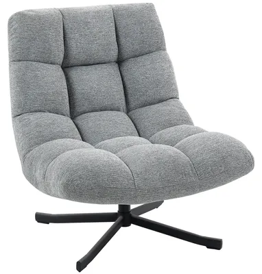 Produktbild von Sessel Drehbar Loungesessel mit Breiter Sitzfläche, wasserabweisend Chenille-Optik, gekreuzt Stahlbeine, Grau