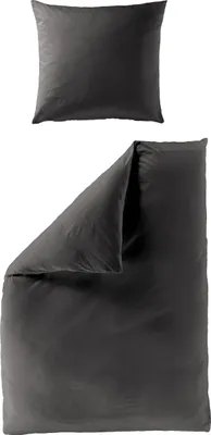 Produktbild von BIERBAUM Bettwäsche Mako-Satin grafit 155x220cm, mit 1 Kissen