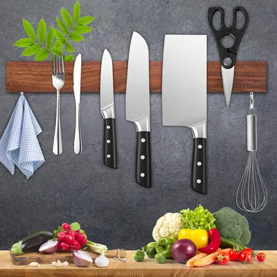 Obrázok produktu pre Držiak na nože 59 cm, orech, 2 háčiky, do kuchyne