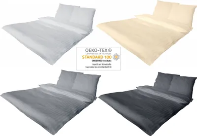 Produktbild von Bettwäsche 135x200 + 80x80 Satin HOTEL DAMAST Premium Baumwolle 4 teilig Champagner