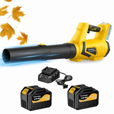 Produktbild von Akku Laubbläser mit 2× 6000mAh Akkus & Ladegerät, 5+1 Turbo-Stufen, Bürstenloser Motor Elektrisches Laubbläser für Garten, Auto & Terrasse