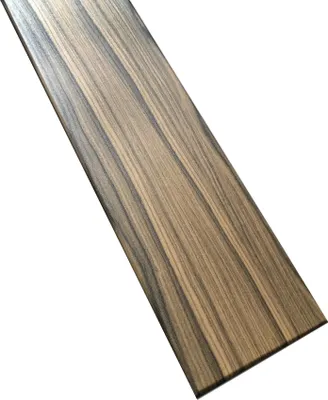 A single wooden plank with a striped grain pattern, presented on a white background.
