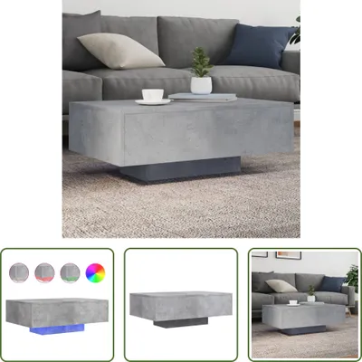 Obrázok produktu pre The Living Store Konferenčný stolík s LED svetlami betónová sivá 85x55x31 cm