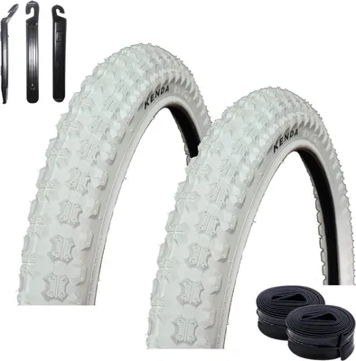 Produktbild von Angebot-Set / 2 x Kenda K-51 Fahrradreifen BMX Fahrradmantel in Weiß 58-406 (20 x 2.25) + 2 passende Schläuche AV inkl. 3 Reifenheber