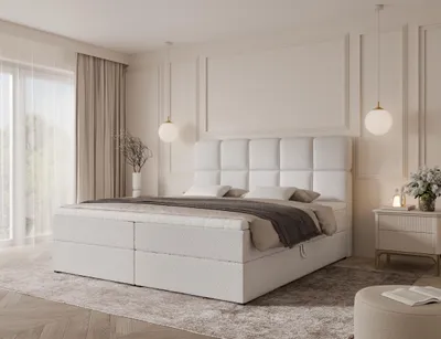 Produktbild von Emlar Boxspringbett Moya 140x200 - Komplett-Set mit Matratze und Topper - Polsterbett mit Bettkästen - Boxspringbett Weiß (Quelle 01)