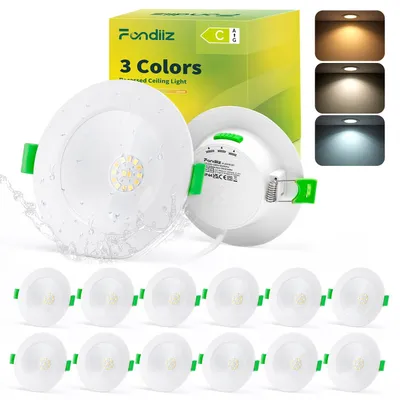 12 LED-Einbauspots 230V 5W 690lm, rund, Polycarbonat