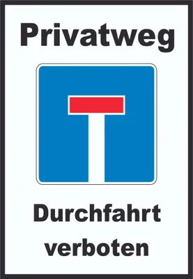 Produktbild von Privatweg Sackgasse Schild A2 (420x594mm)