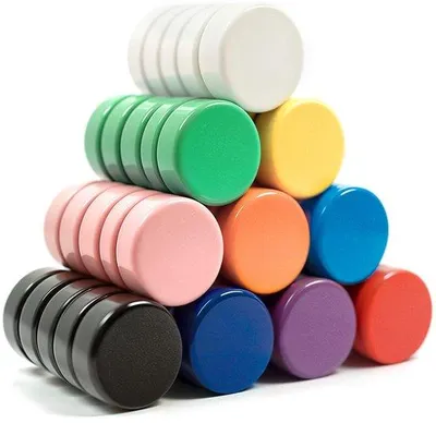 Zdjęcie produktu dla Zestaw magnesów samoprzylepnych, 10 kolorów, 50 sztuk, 20 mm x 7 mm, ozdobne magnesy okrągłe do tablic ogłoszeniowych i do szkoły