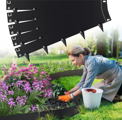 Produktbild von TolleTour Rasenkante Schnecken Abwehr Verzinkt Blumenzaun Trennrand Gartenumrandung Stahl 100x18cm 100m Schwarz