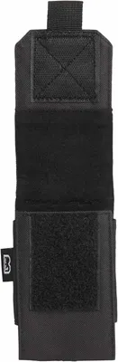 A black tactical pouch with Velcro closures.
