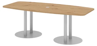 Produktbild von bümö Konferenztisch klein KT22 - Nachbildung: Asteiche, tischfuss: Säule in Silber
