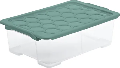 Produktbild von Box mit Deckel 30 l EVO SAFE, Farbe:Transparent / Mistletoe grün