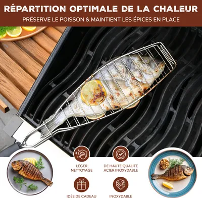 Image de bremermann Porte-poisson-gril, set de 4 Porte-poisson, gril à poisson, rôtissoire à poisson
